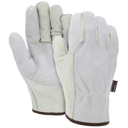 Mcr Safety Gloves, Ind Grd Grain/Split Bk Wing Thb Dbl Plm, XXL, 12PK 32056DPXXL